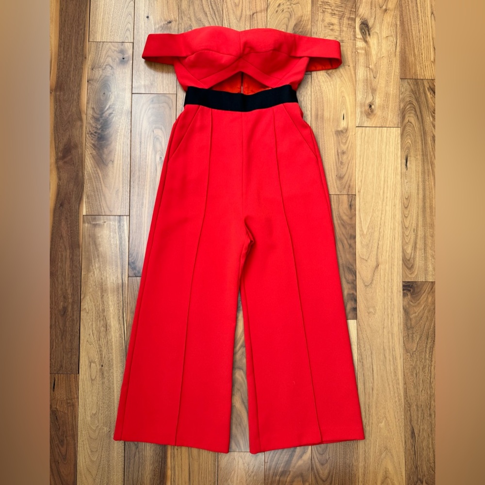 Self-Portrait Off-Shoulder Jumpsuit Red US 6 - Picture 10 of 16
